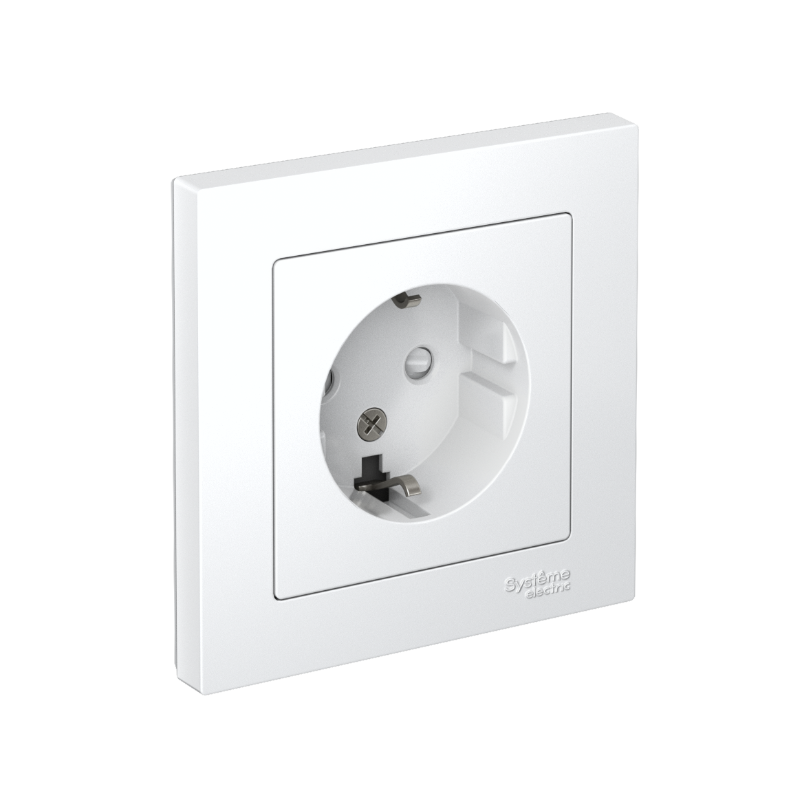 Изображение товара Systeme Electric AtlasDesign Бел Розетка с/з со шторками, 16А, в сборе