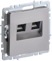 Изображение товара IEK BRITE BASE Сталь Розетка комп. 2-ая RJ45 кат.6 РК11-2-БрС