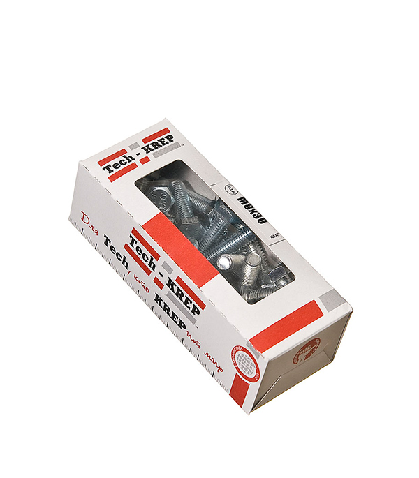 Изображение товара Tech-Krep Болт DIN933 с шестигранной головкой оцинк. М8х30 (30 шт) - коробка с ок. Tech-Kr 105209