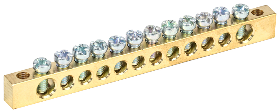 Изображение товара IEK Шина PEN земля-ноль 6х9мм 12/2 (12групп/креп по краям)