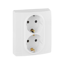 Изображение товара Legrand Etika Белый Розетка 2-ая с/з со шторками, автоматические клеммы..