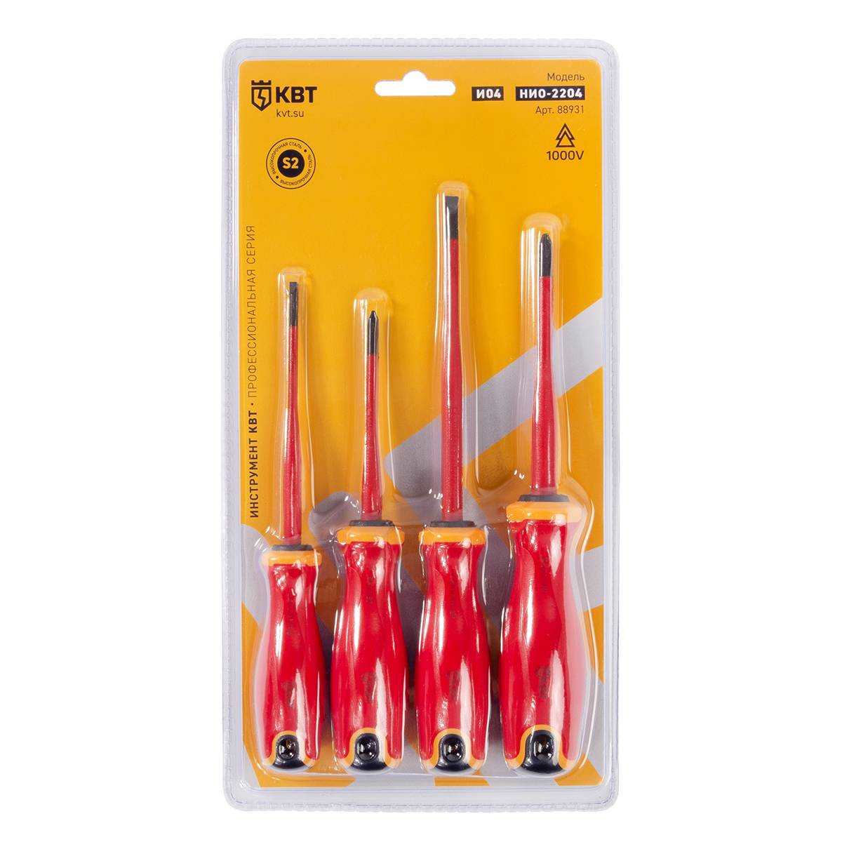 Изображение товара Набор диэлектрических отверток КВТ НИО-2204 СЛИМ