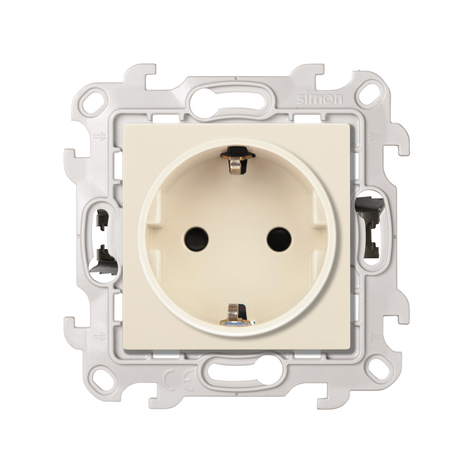 Изображение товара Розетка Simon 24 Слоновая кость 2К+3 с защитными шторками Push&Go