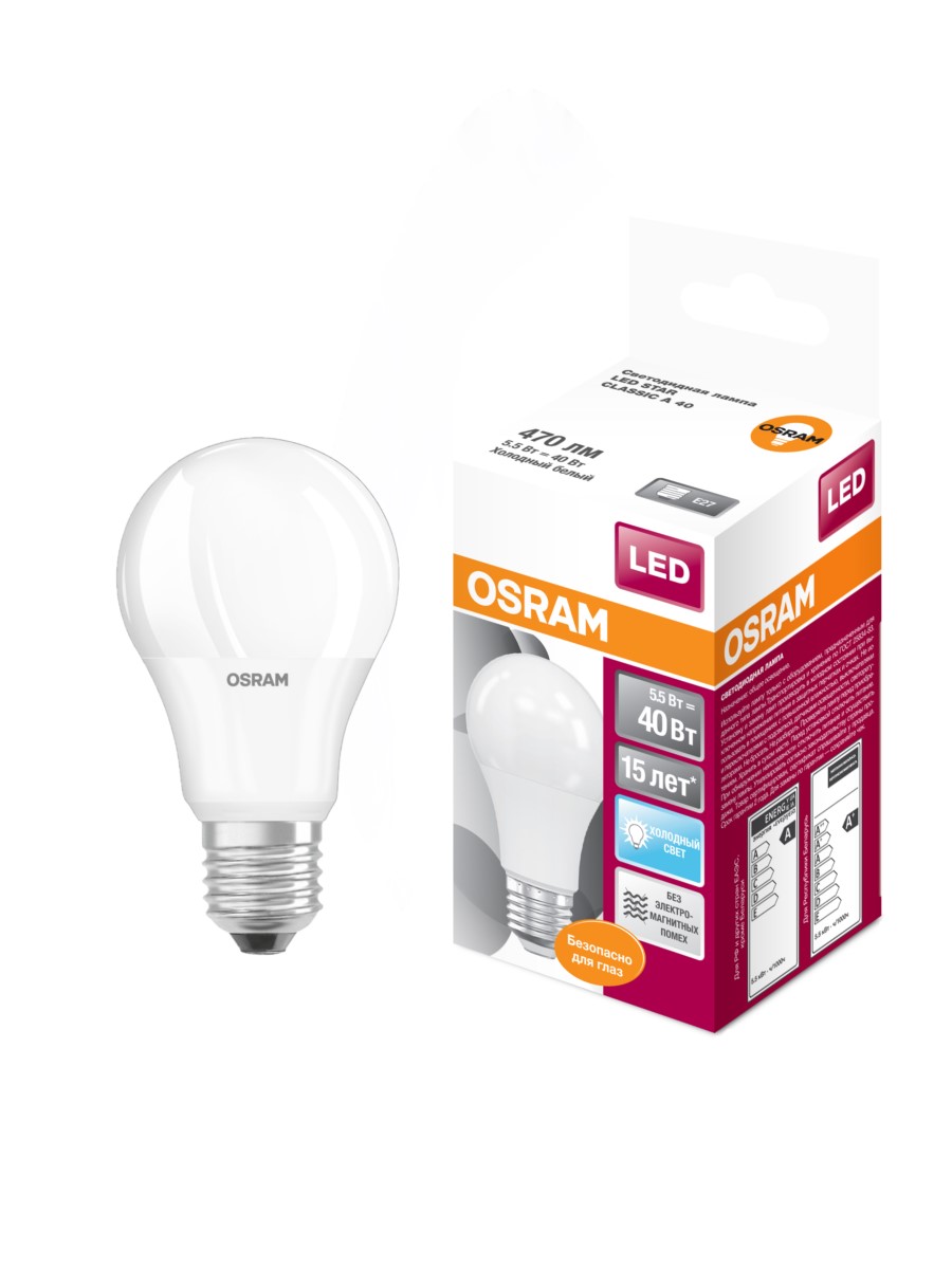 Изображение товара Osram Лампа LED A40 E27 6W 865