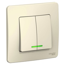 Изображение товара Systeme Electric Blanca внутр Молочный Выключатель 2-клавишный с подсветкой, 6А, 250В