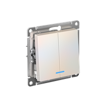 Изображение товара Выключатель 2-клавишный Systeme Electric AtlasDesign Жемчуг с подсветкой
