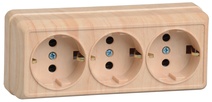 Изображение товара GENERICA OKTAVA РС23-3-ОС Розетка 3местн. с з/к 16А откр.уст. (сосна)
