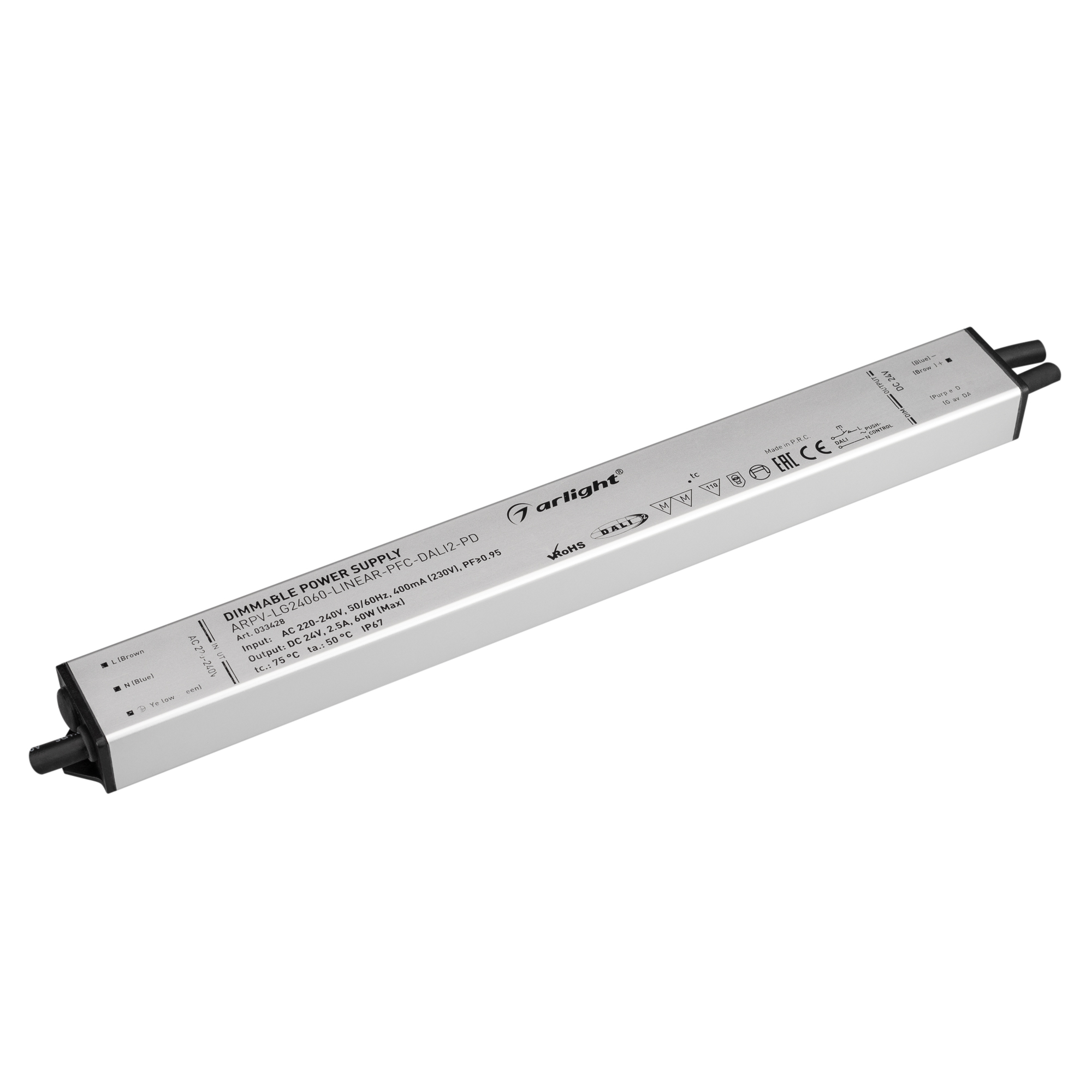 Изображение товара Диммируемый блок питания Arlight 24V 60W IP67 с DALI и PUSH-DIM Изображение товара Диммируемый блок питания Arlight 24V 60W IP67 с DALI и PUSH-DIM
