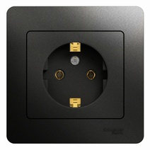 Изображение товара Systeme Electric Glossa Антрацит Розетка с/з, 16А (в сборе)