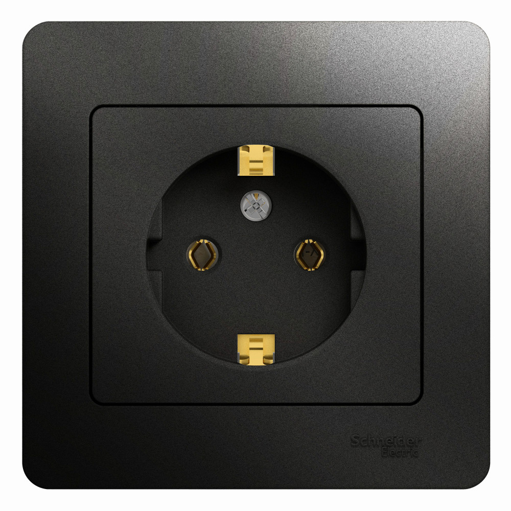 Изображение товара Systeme Electric Glossa Антрацит Розетка с/з, 16А (в сборе)