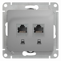 Изображение товара Systeme Electric Glossa Алюминий Розетка 2-ая компьютерная RJ45+RJ45, кат.5E