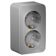 Изображение товара Systeme Electric Blanca наруж Алюминий Розетка 2-ая с/з со шторками 16А, 250В, изолир. пластина