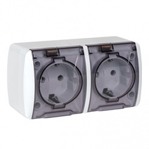 Изображение товара EKF PROxima Владивосток Розетка 2-местная 16А с заземлением с прозрачной крышкой IP54.