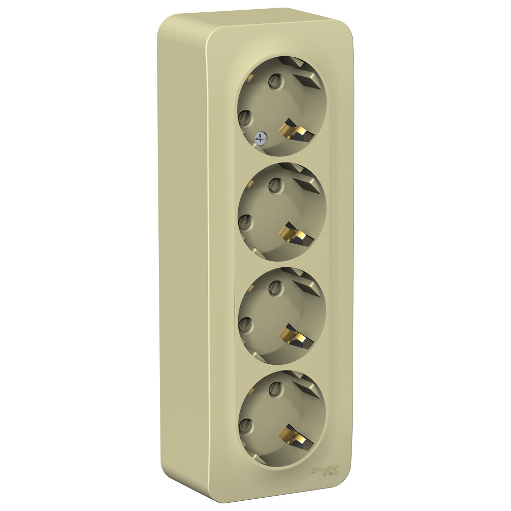Изображение товара Systeme Electric Blanca наруж Беж Розетка 4-ая с/з со шторками, изолир. пластина 16А, 250В