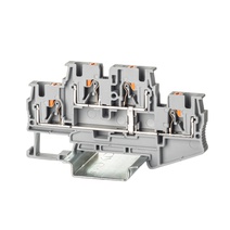 Изображение товара DKC Nuputuk Клемма двухуровневая, зажим push-in, 4 точки подключения, с перемычкой между уровнями, 4 кв.мм, серая