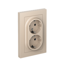 Изображение товара Systeme Electric AtlasDesign Песочный Розетка двойная с/з со шторками, 16А, в сборе
