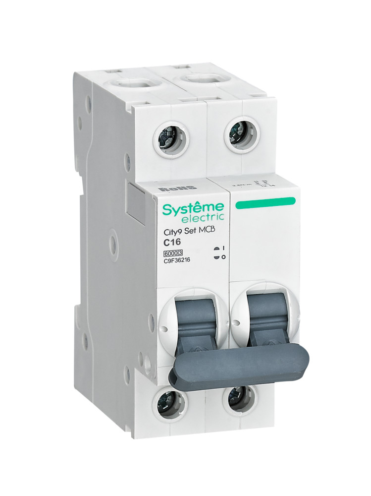 Изображение товара Systeme Electric City9 Set Автоматический выключатель (АВ) С 16А 2P 6kA 230В