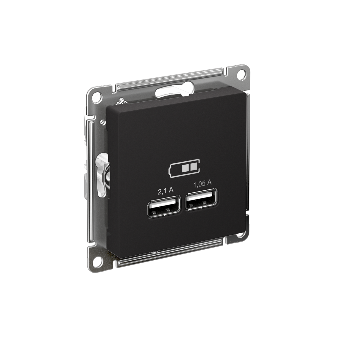 Изображение товара Механизм AtlasDesign Карбон USB System Electric 5В двойной порт с мягким покрытием