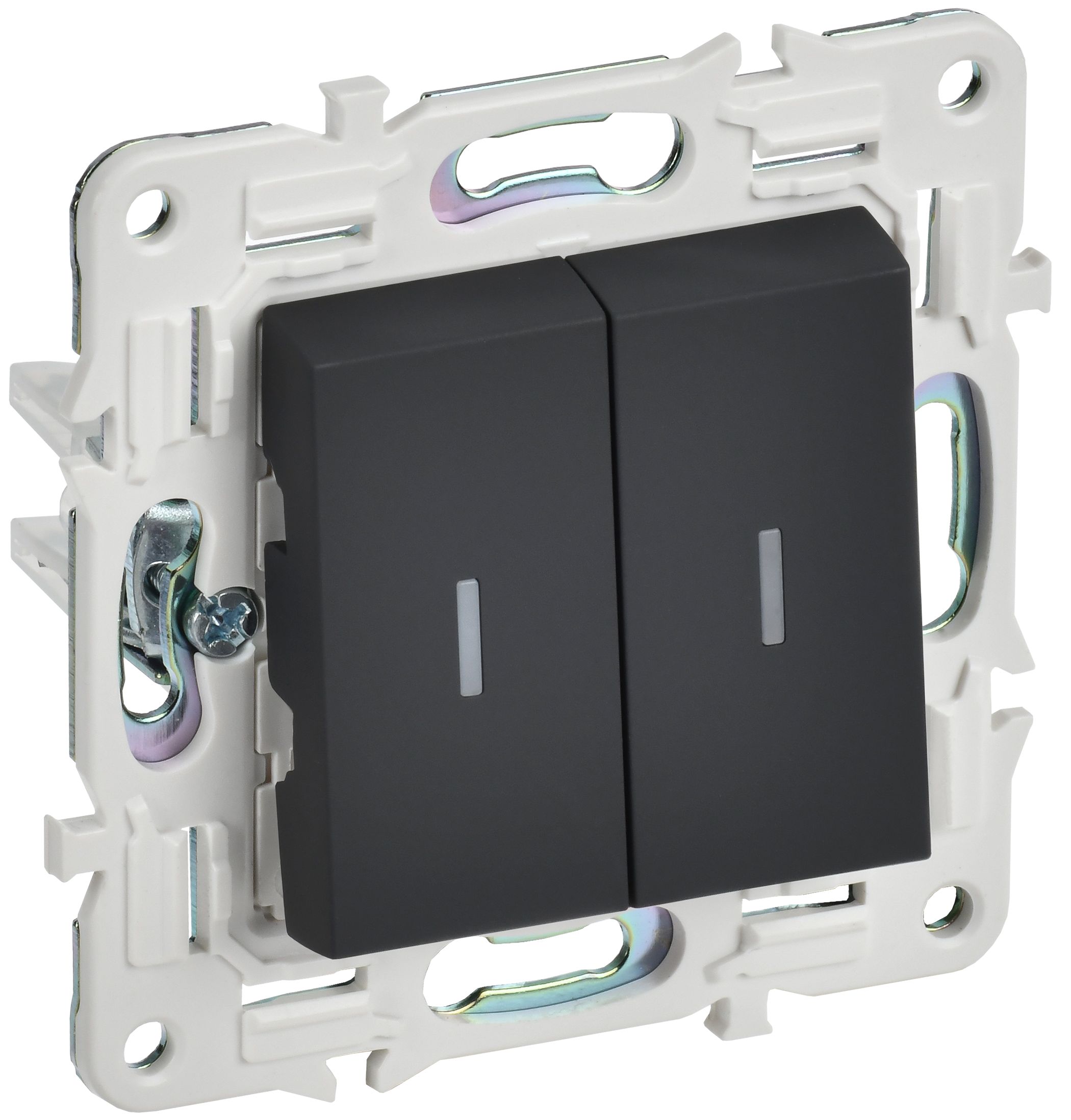 Изображение товара IEK SKANDY Графит Выключатель 2-клавишный с индикацией 10А SK-V09G