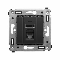 Изображение товара DKC Avanti Компьютерная розетка RJ-45 в стену, кат.5e одинарная, "Черный матовый"