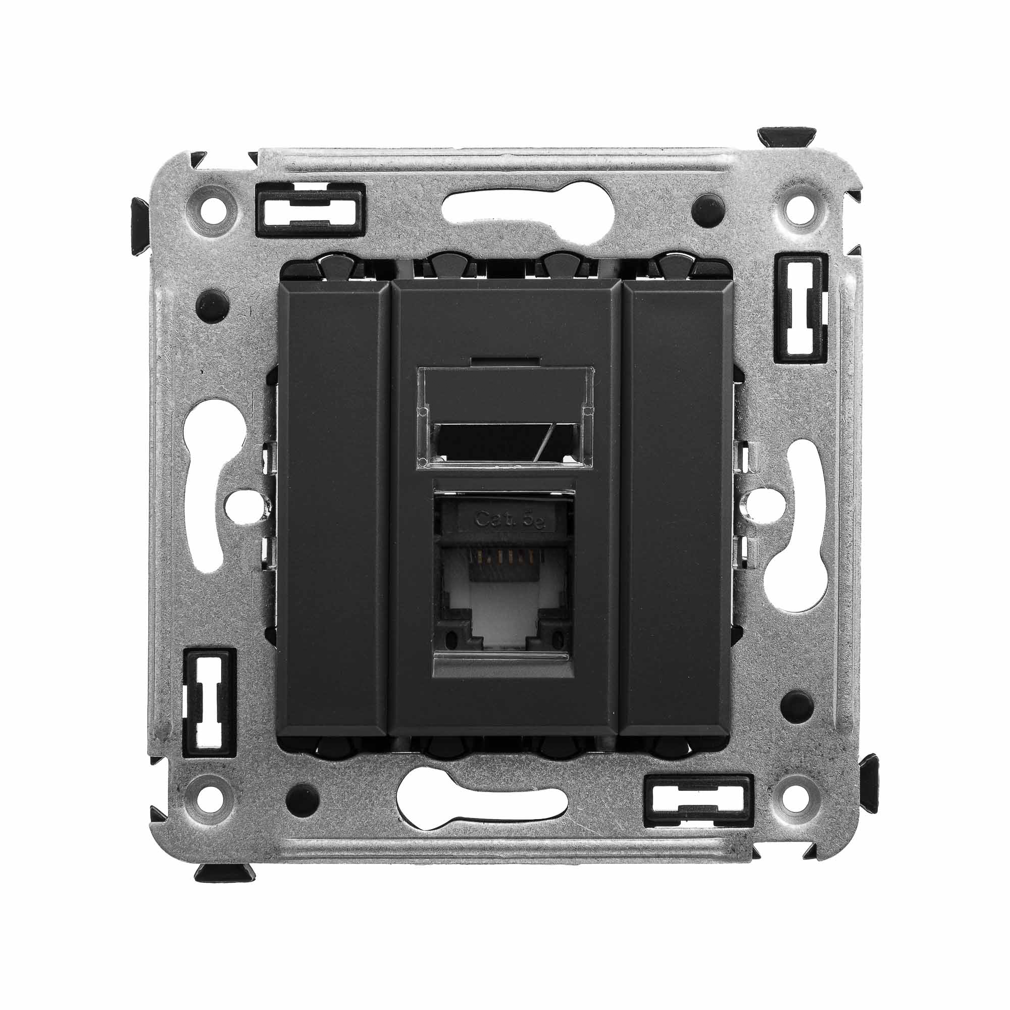 Изображение товара DKC Avanti Компьютерная розетка RJ-45 в стену, кат.5e одинарная, "Черный матовый"