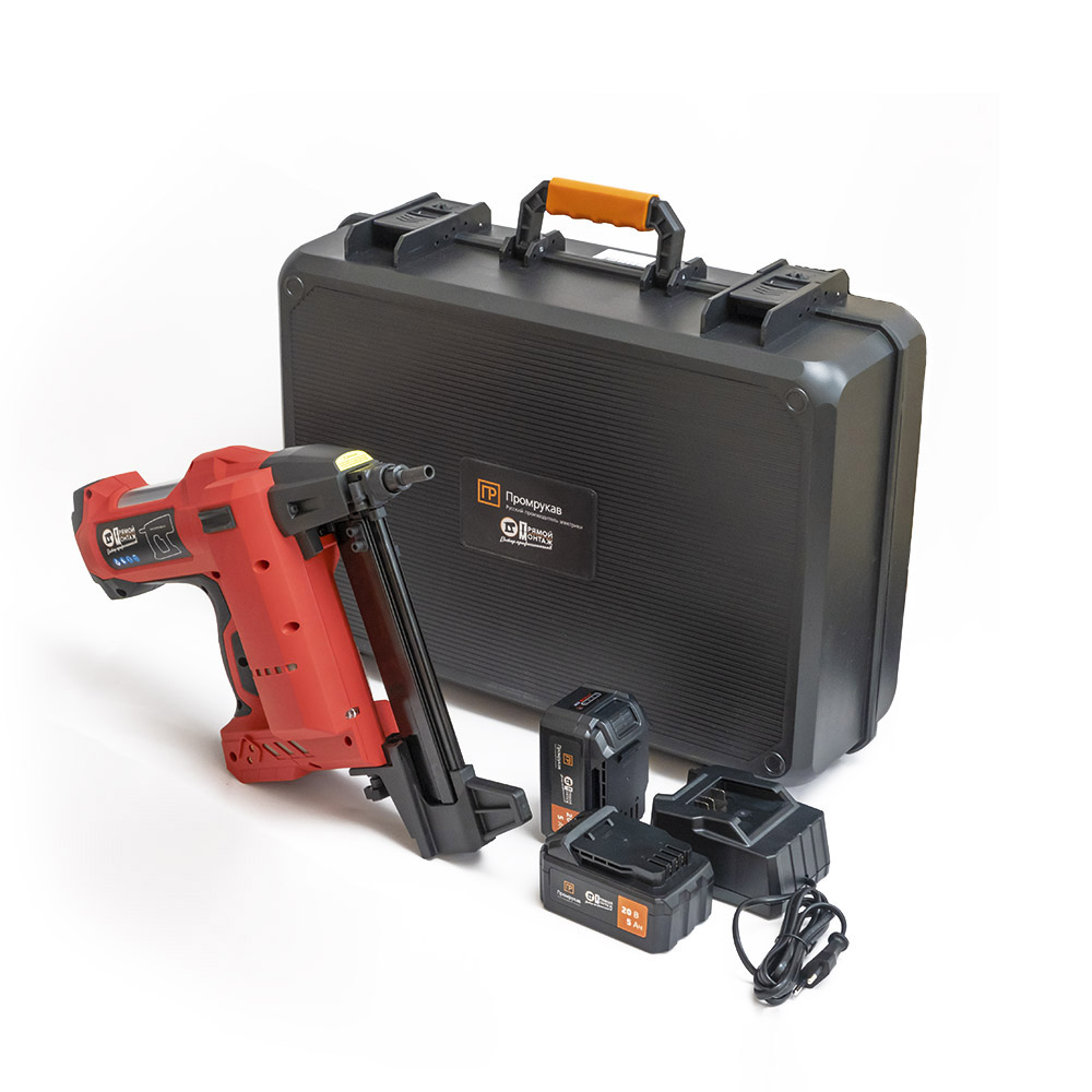 Изображение товара Промрукав Аккумуляторный монтажный пистолет 100Дж 20В комплект кейс 2 АКБ