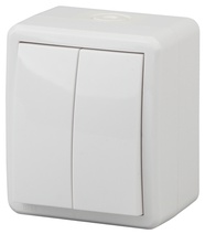 Изображение товара ЭРА Выключатель Эксперт 11-1404-01 двойной IP54 10АХ-250В ОУ белый