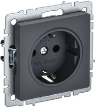 Изображение товара IEK BRITE BASE Графит Розетка 1-м с/з с защ. штор. 16А РС14-1-0-БрГ