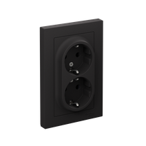 Изображение товара Systeme Electric AtlasDesign Карбон Розетка с/з двойная, со шторками, 16А, в сборе
