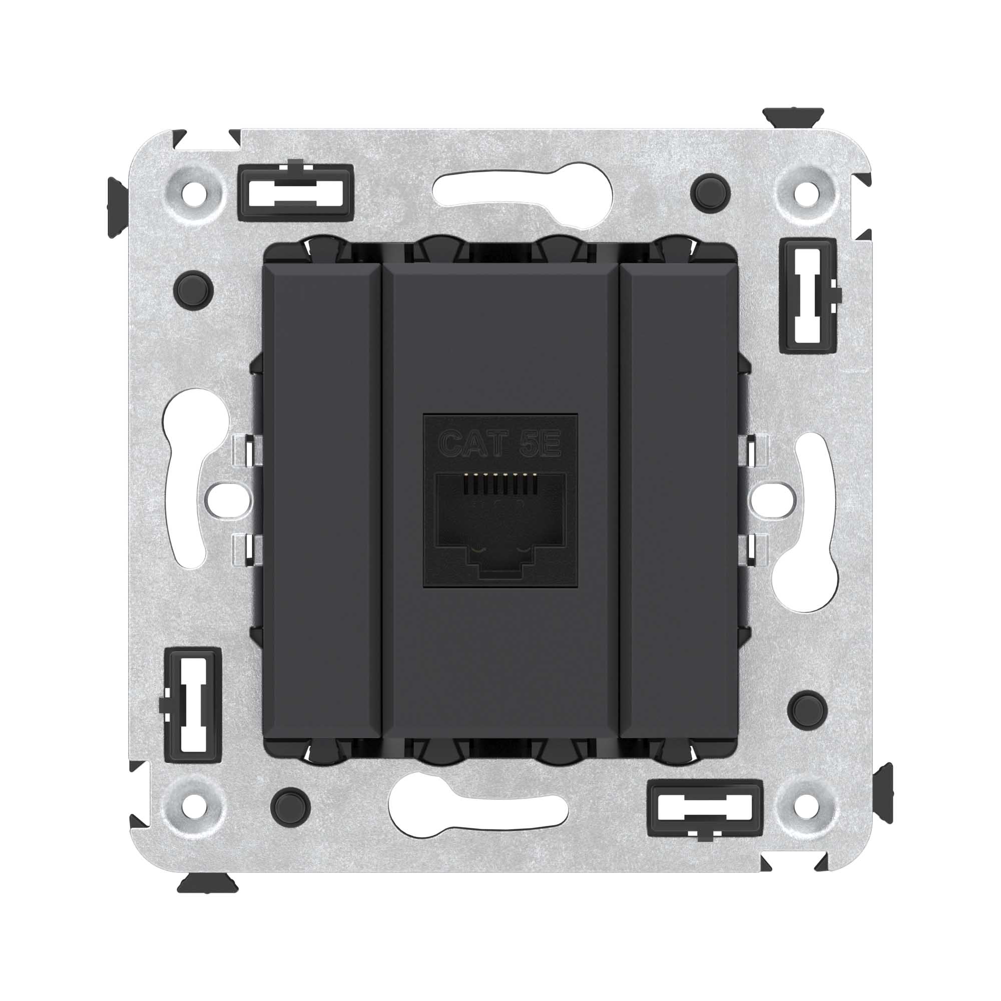 Изображение товара Розетка RJ-45 DKC Avanti без шторки в стену Cat.5e черный матовый