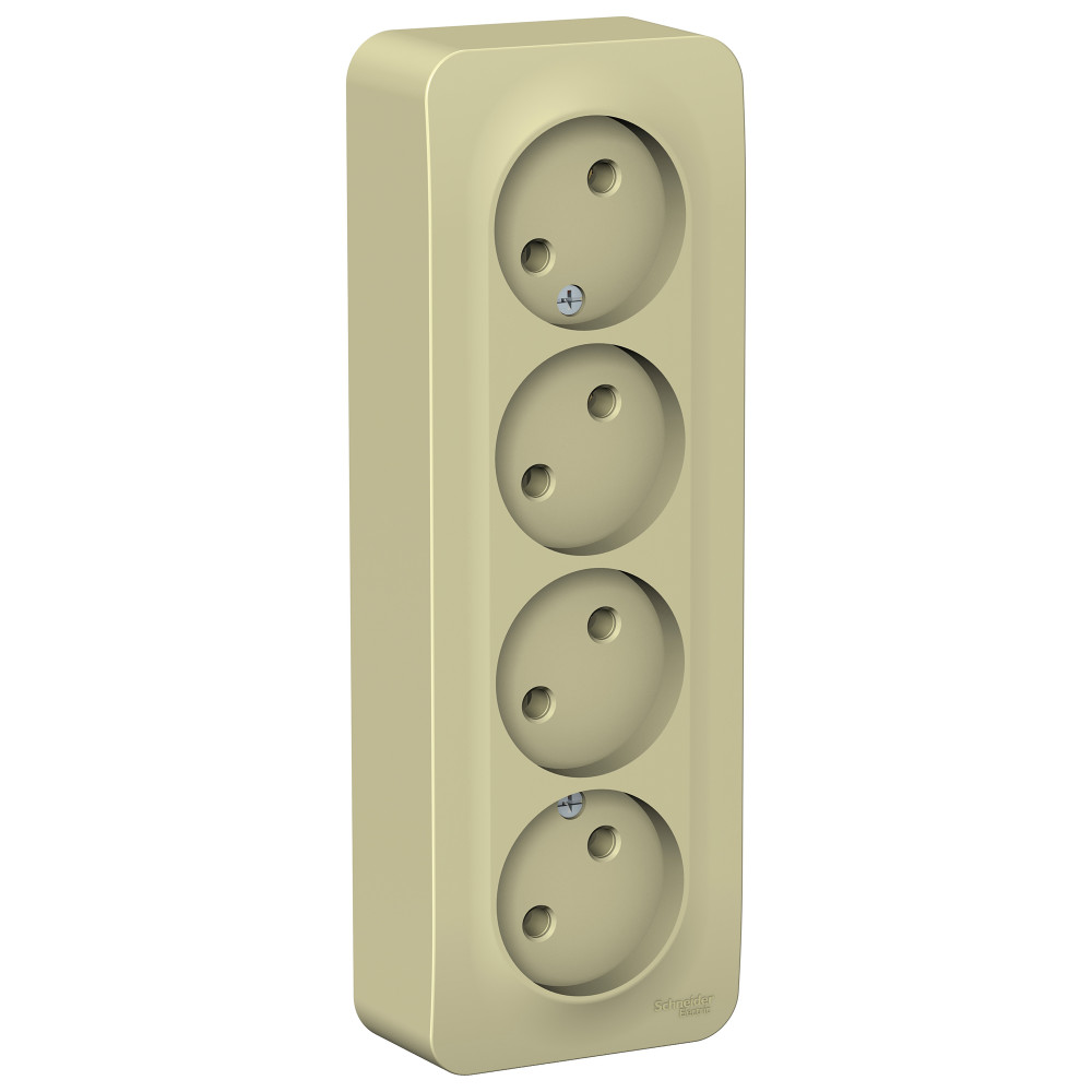 Изображение товара Systeme Electric Blanca наруж Беж Розетка 4-ая б/з без шторок, изолир. пластина 16А, 250В