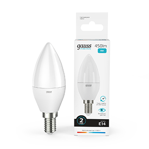 Изображение товара Gauss Elementary Candle 6W 450lm 4100K E14 лампа свеча
