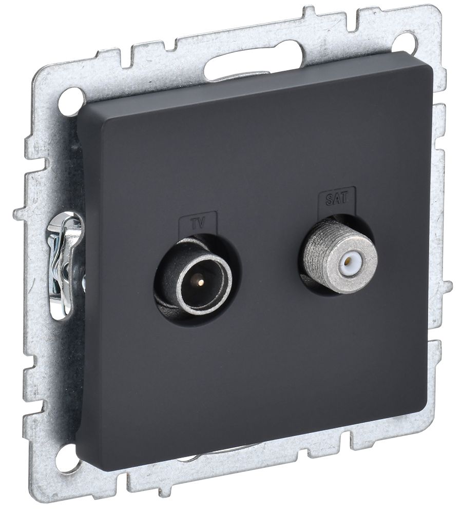 Изображение товара IEK BRITE BASE Графит Розетка двойная TV+SAT РТВ/РСп12-БрГ