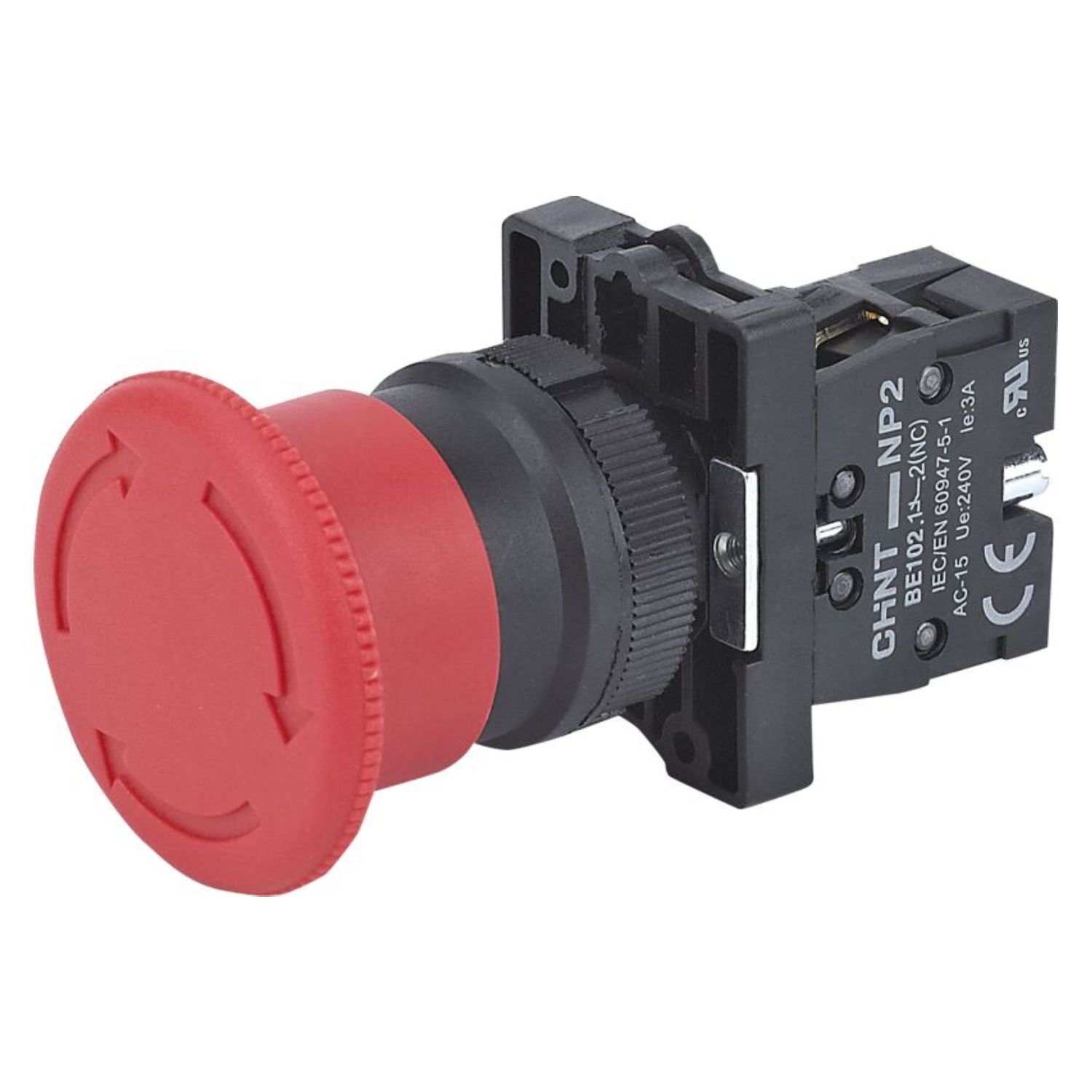 Изображение товара CHINT Кнопка управления "Грибок" Φ40мм фиксацией NP2-ES542 без подсветки красная 1НЗ, IP40 (R)