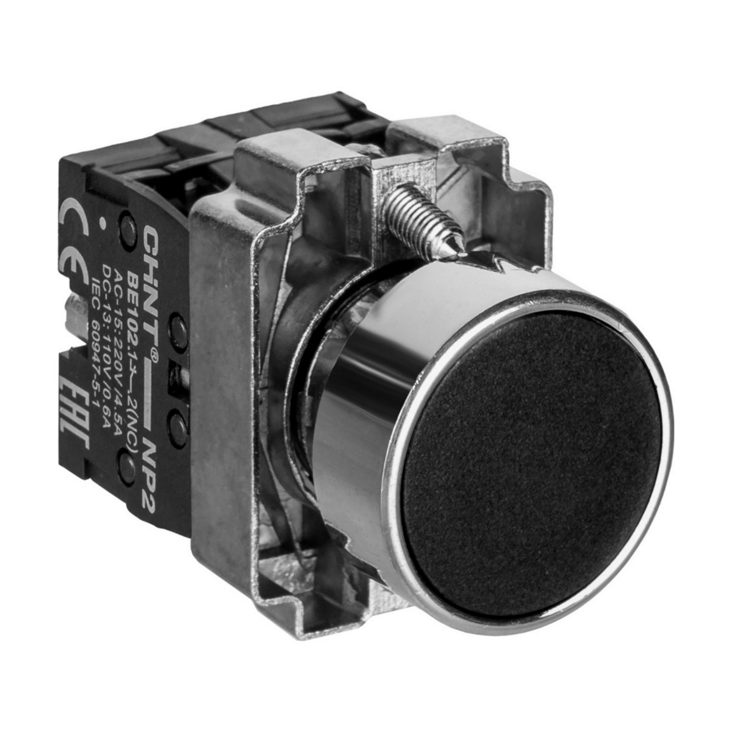 Изображение товара CHINT Кнопка управления NP2-BA25 без подсветки черная, 1НО+1НЗ, IP40 (R)