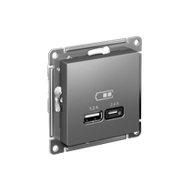 Изображение товара Systeme Electric AtlasDesign Сталь USB A+С, 5В/2,4 А, 2х5В/1,2 А, механизм