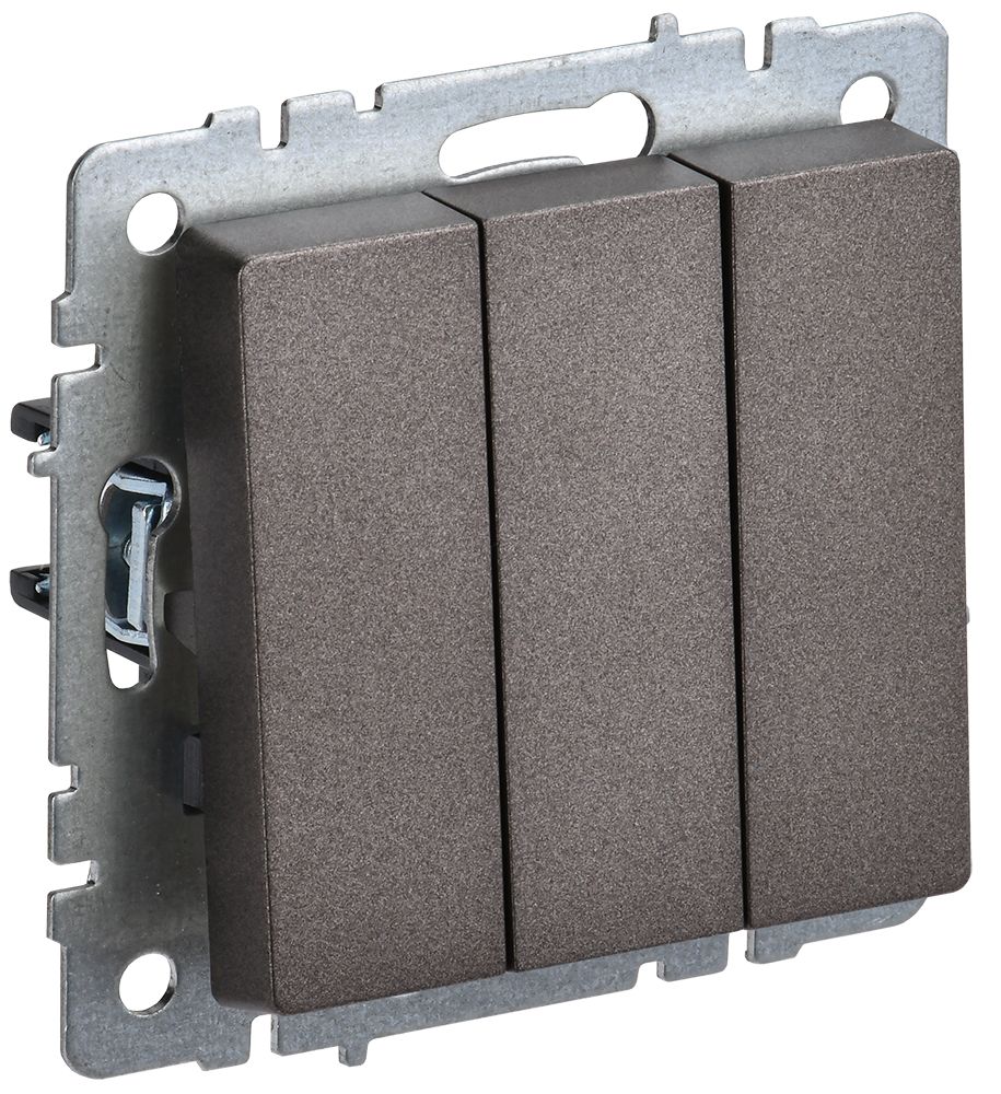 Изображение товара IEK BRITE BASE Темн.бронза Выключ. 3-кл 10А ВС10-3-0-БрТБ