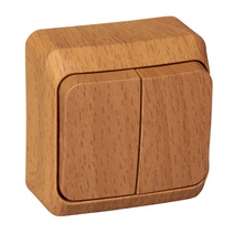 Изображение товара Systeme Electric Этюд наруж Дача Темный бук Выключатель 2-клавишный (сх. 5)