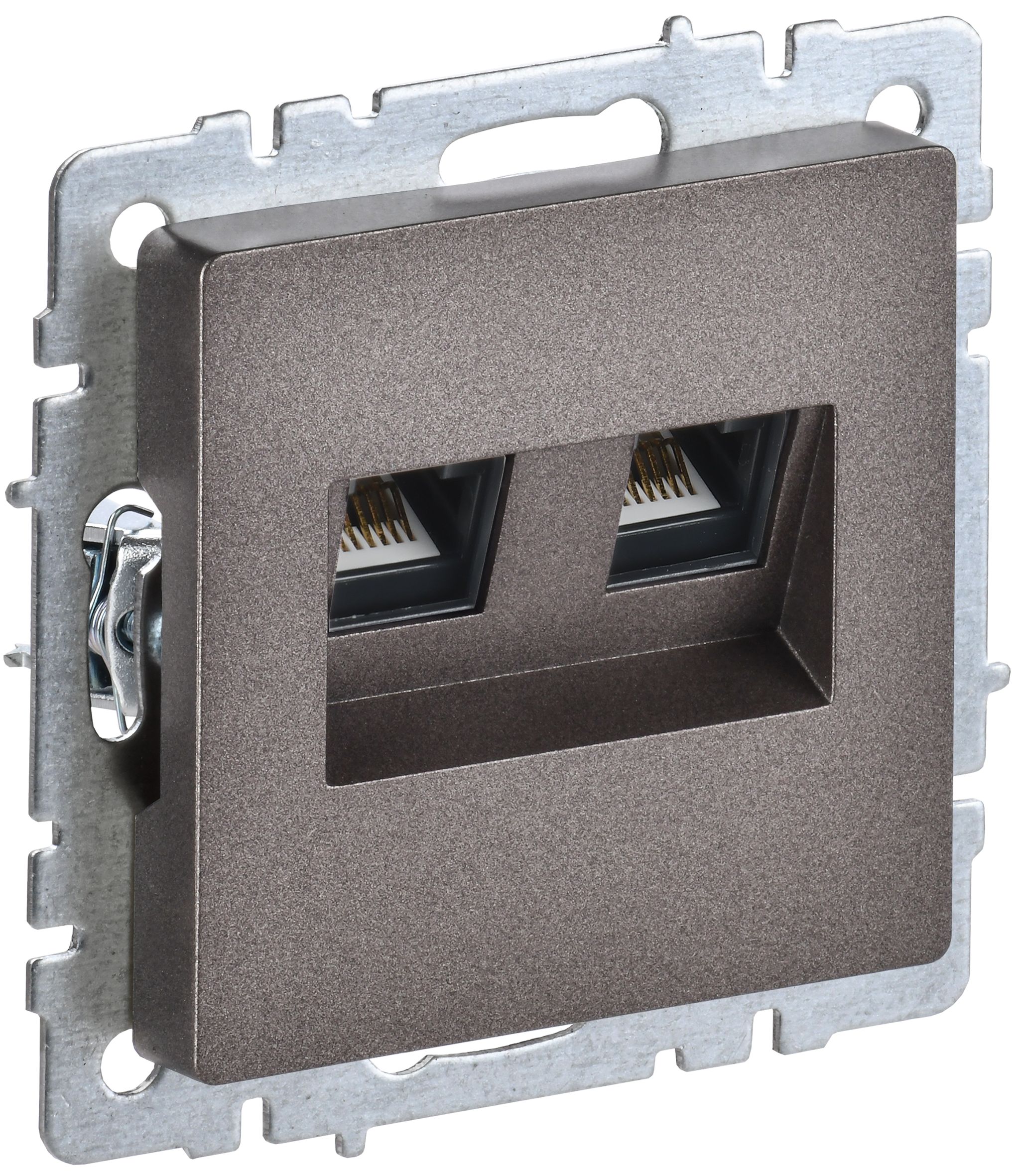 Изображение товара IEK BRITE BASE Темн.бронза Розетка комп. 2-ая RJ45 кат.6 РК11-2-БрТБ