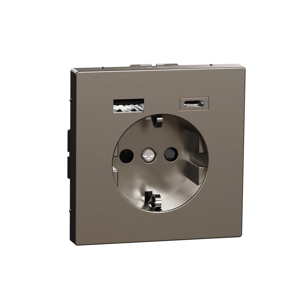 Изображение товара Schneider Electric MERTEN D-Life Нержавеющая Сталь Розетка силовая 16 A с зарядкой USB A+C 3 A