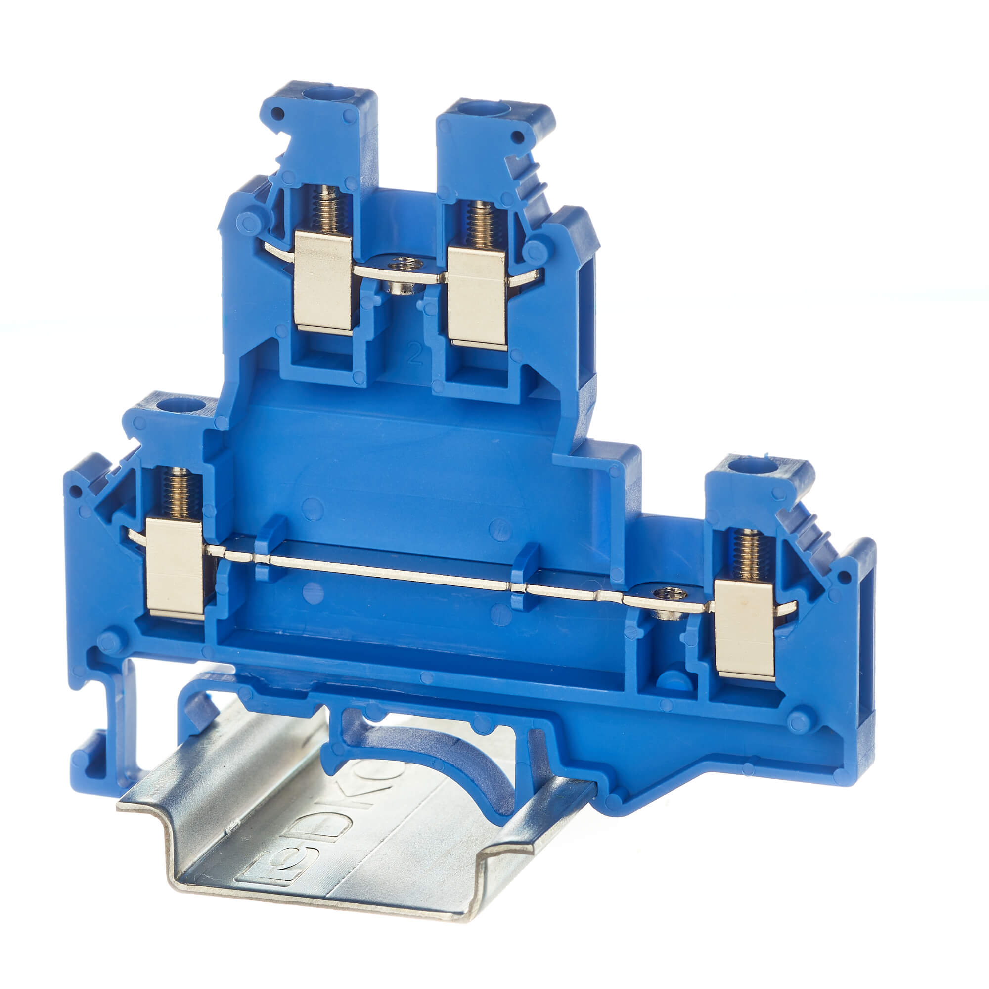 Изображение товара DKC Nuputuk Клемма двухуровневая, винтовой зажим, 4 точки подключения, 2.5 кв.мм, синяя