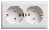 Изображение товара Розетка Systeme Electric ХИТ Белая двойная с заземлением и шторками