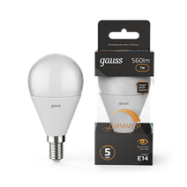 Изображение товара Gauss Лампа LED Шар-dim E14 7W 560lm 3000К диммируемая