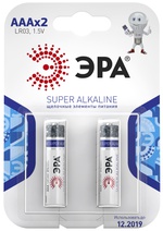 Изображение товара ЭРА Батарейки LR03-2BL SUPER Alkaline (60/480/19200)