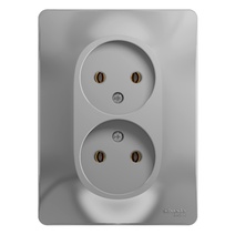 Изображение товара Systeme Electric Glossa Алюминий Розетка 2-я б/з (в сборе с рамкой)