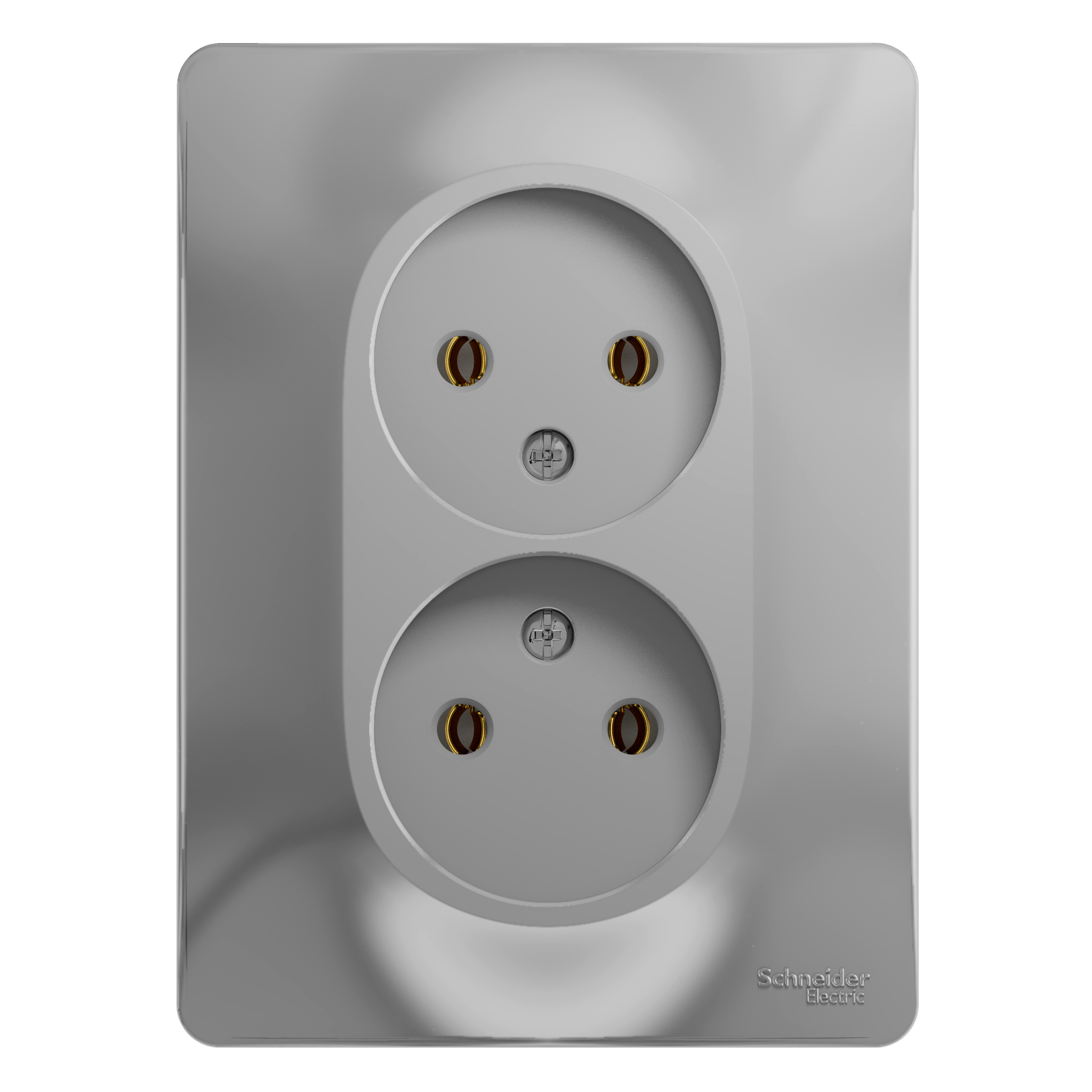 Изображение товара Двойная розетка Glossa алюминий без заземления в сборе системe Electric