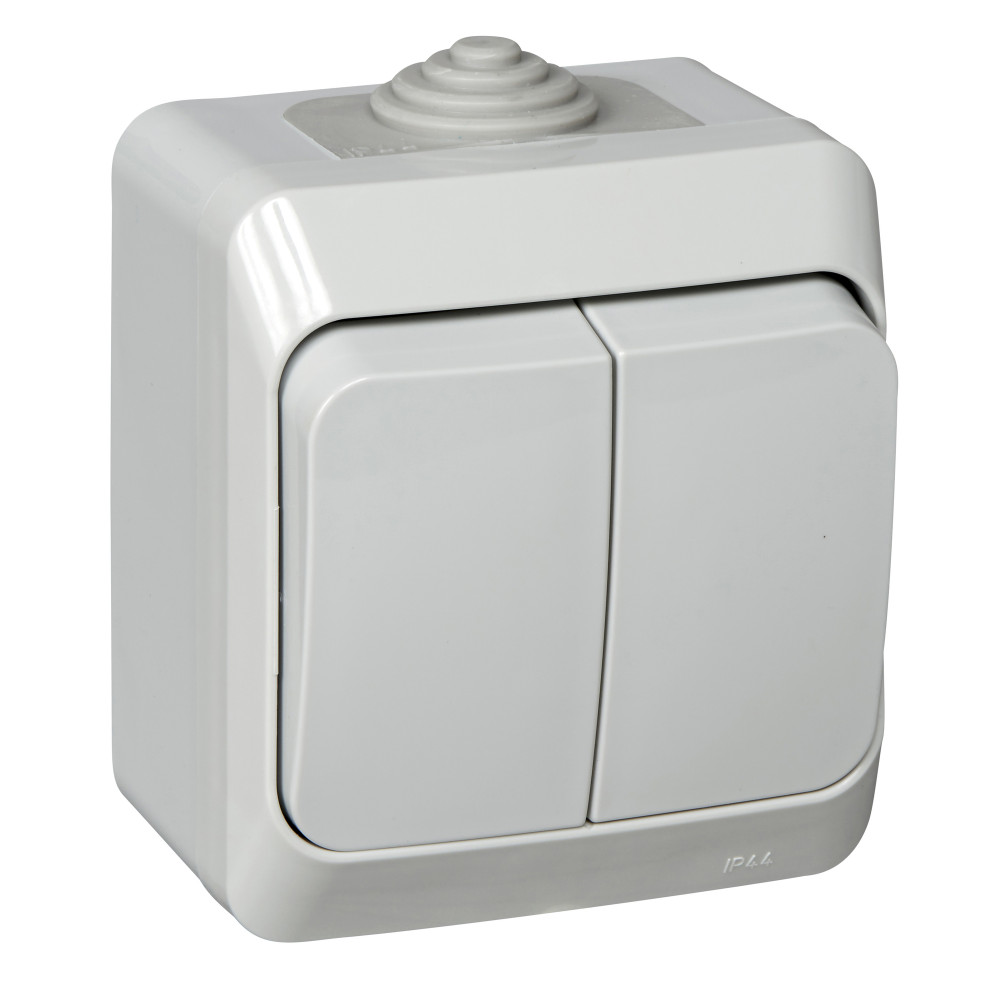 Изображение товара Systeme Electric Этюд наруж Серый Выключатель 2-клавишный IP44