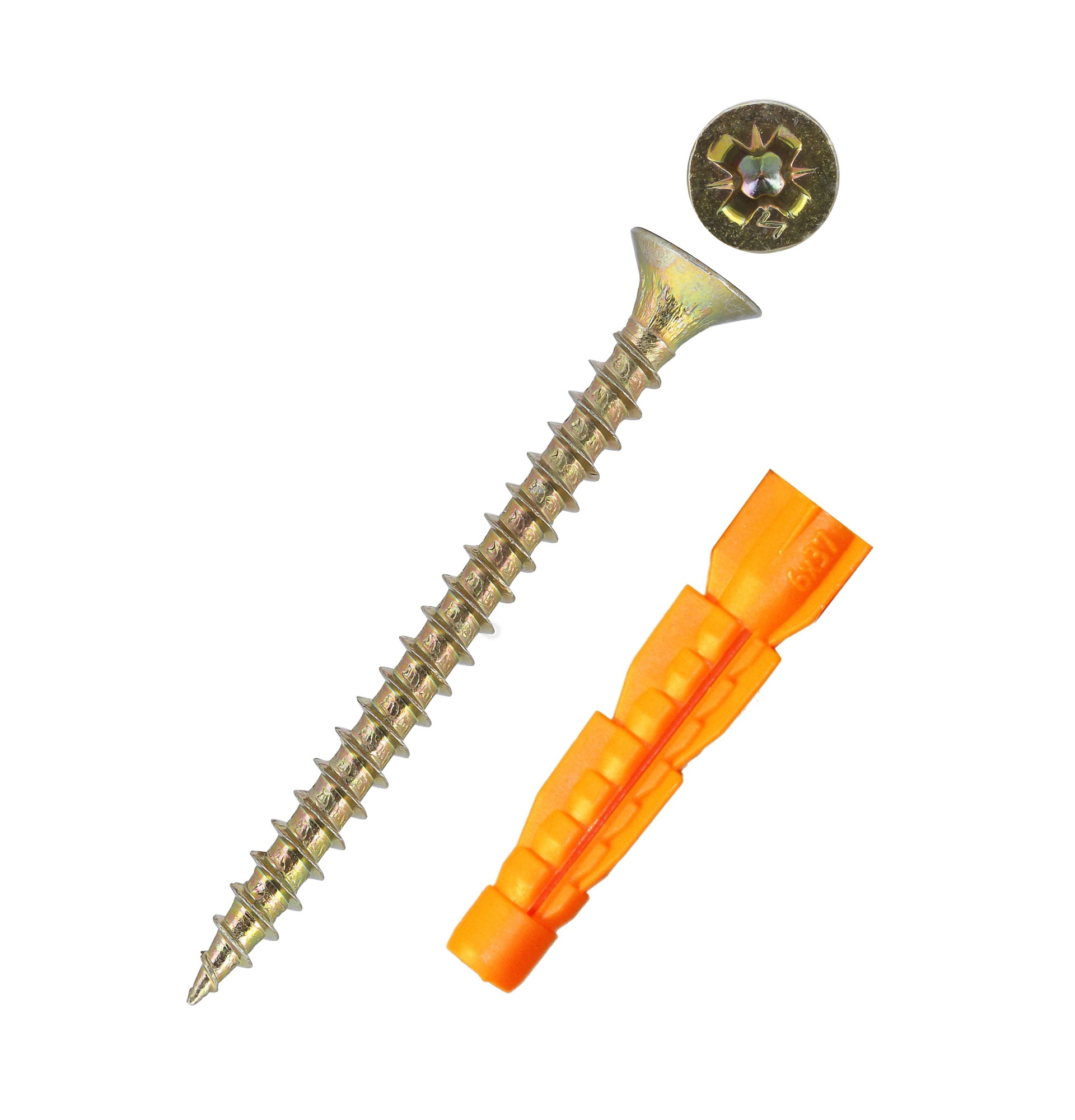 Изображение товара Tech-Krep Саморез ШУж 5,0х70 пот. гол. + дюбель унив 8х52 (9 шт) - пакет 112941