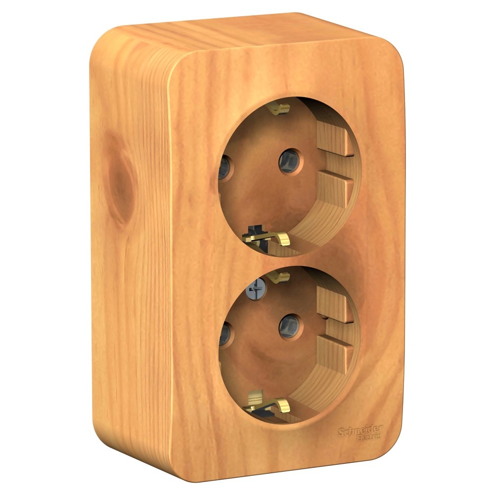 Изображение товара Systeme Electric Blanca наруж Ясень Розетка 2-ая с/з. без шторок 16А, 250В, изолир. пластина