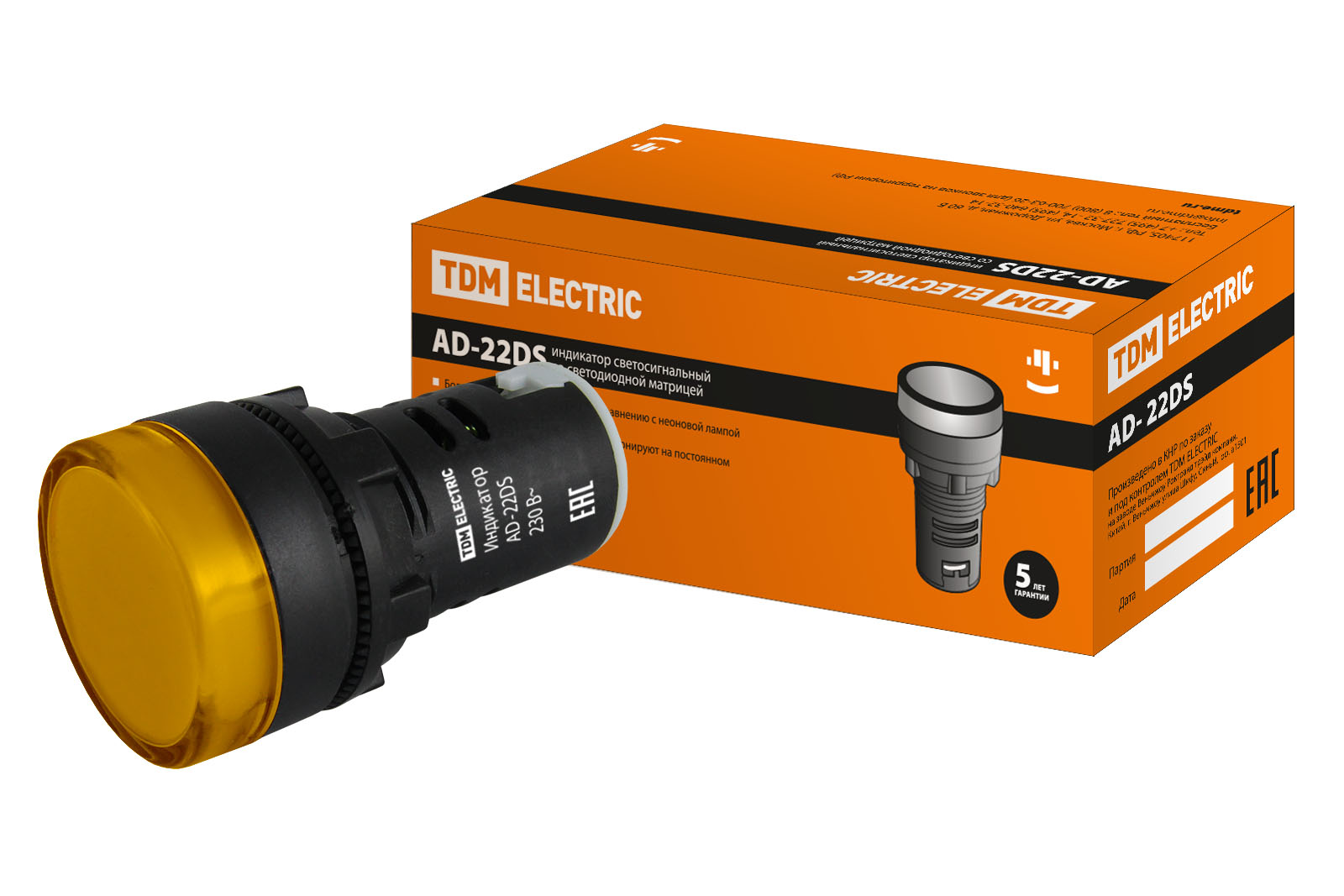 Изображение товара TDM Лампа AD22DS(LED)матрица d22мм желтый 230В TDM